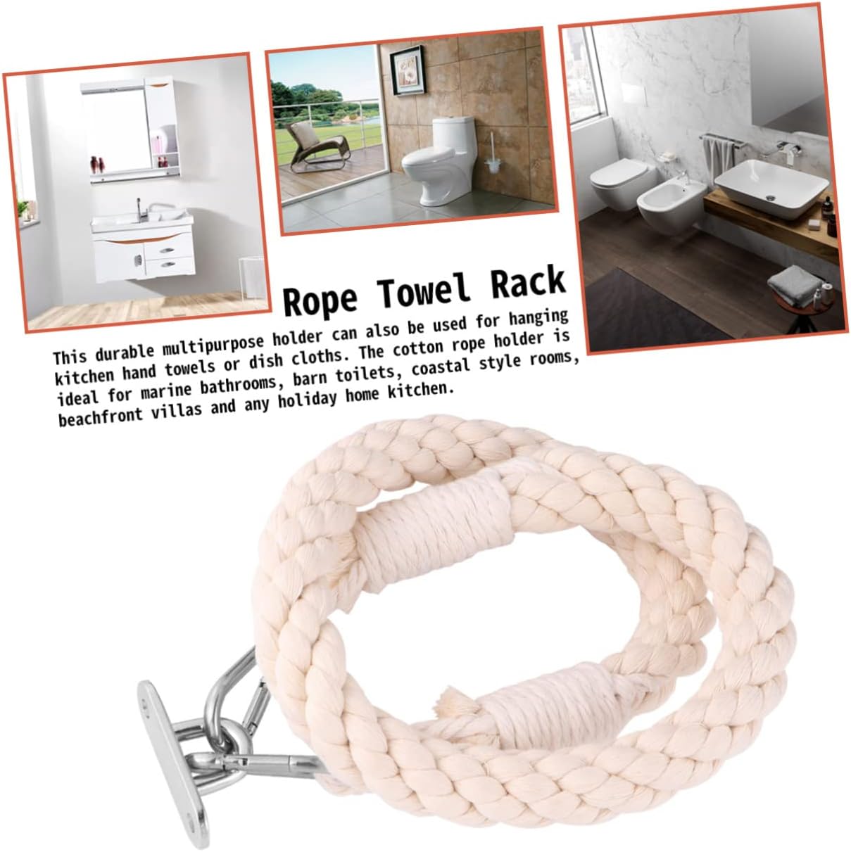 Nautical Rope Toilet Paper Holder with Metal Accessory
