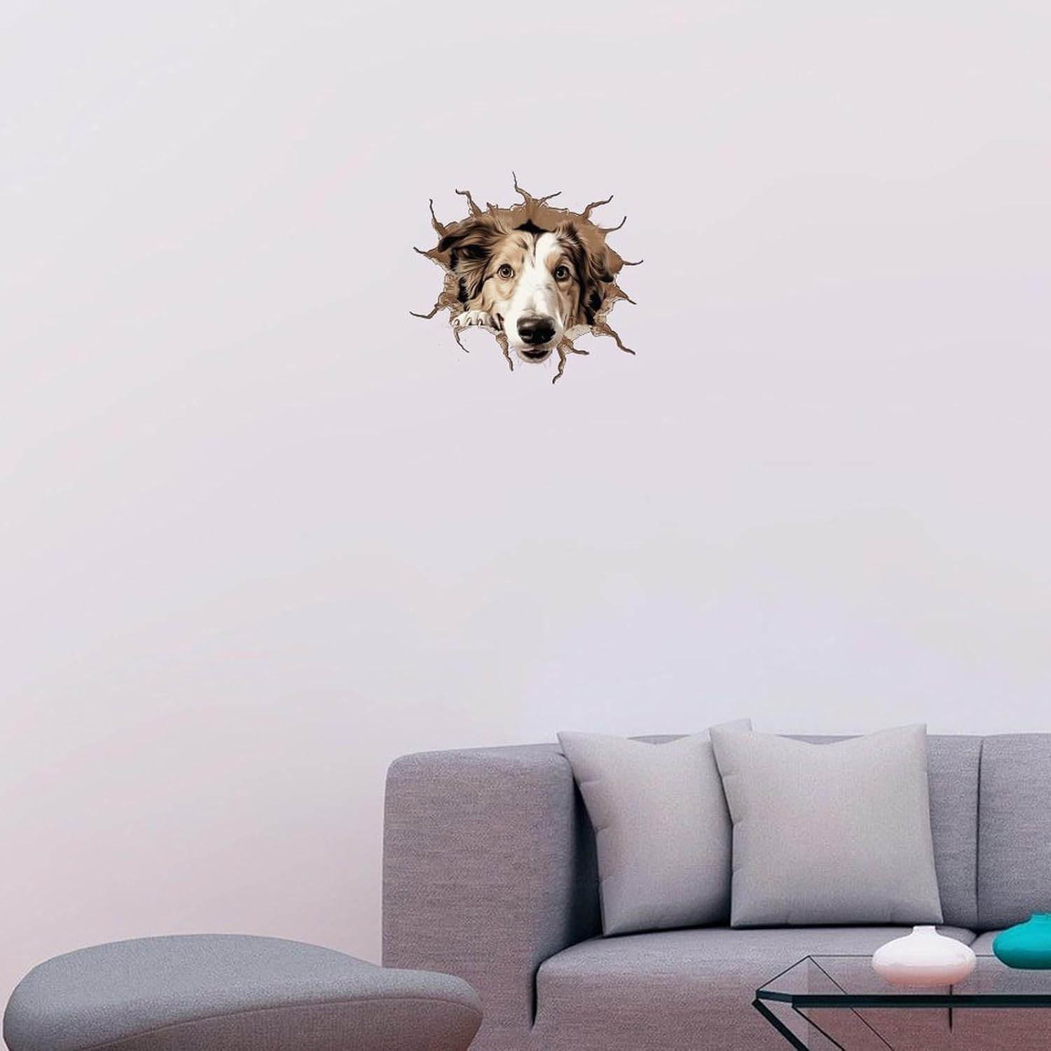Peeking Borzoi Wall Decal 18x18in Removable