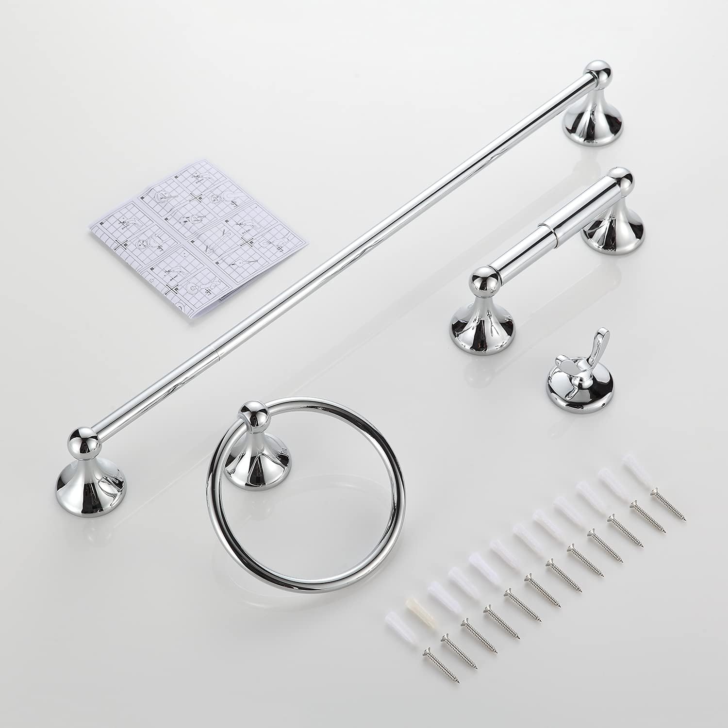 BGL 4-Piece Chrome Adjustable Towel Bar Set