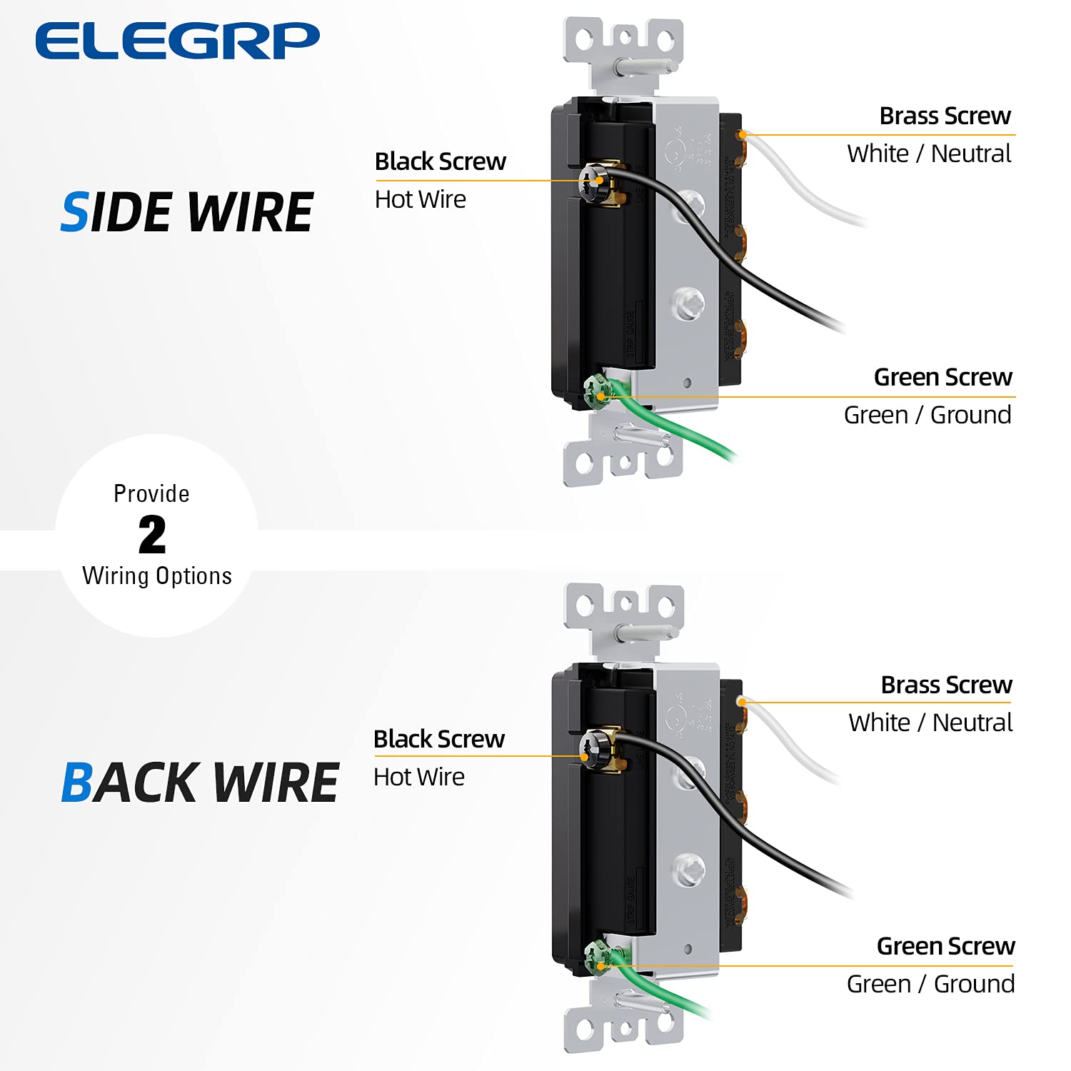 ELEGRP Triple Rocker Light Switch 15A 120V Glossy Black