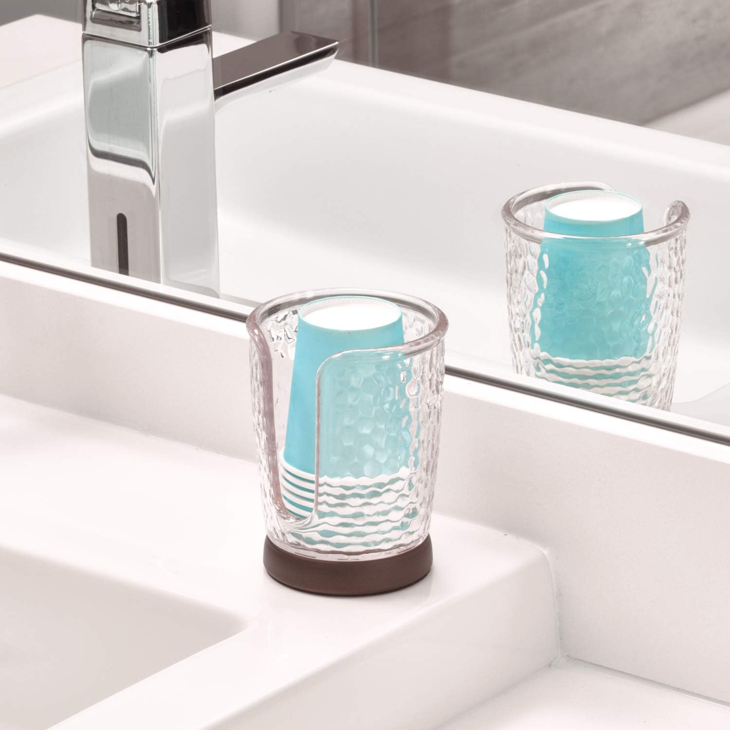 iDesign Rain Cup Dispenser Holder for Bathrooms