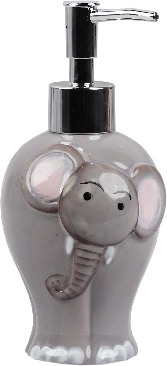 Elephant Soap Dispenser with Pump - Grey Ceramic