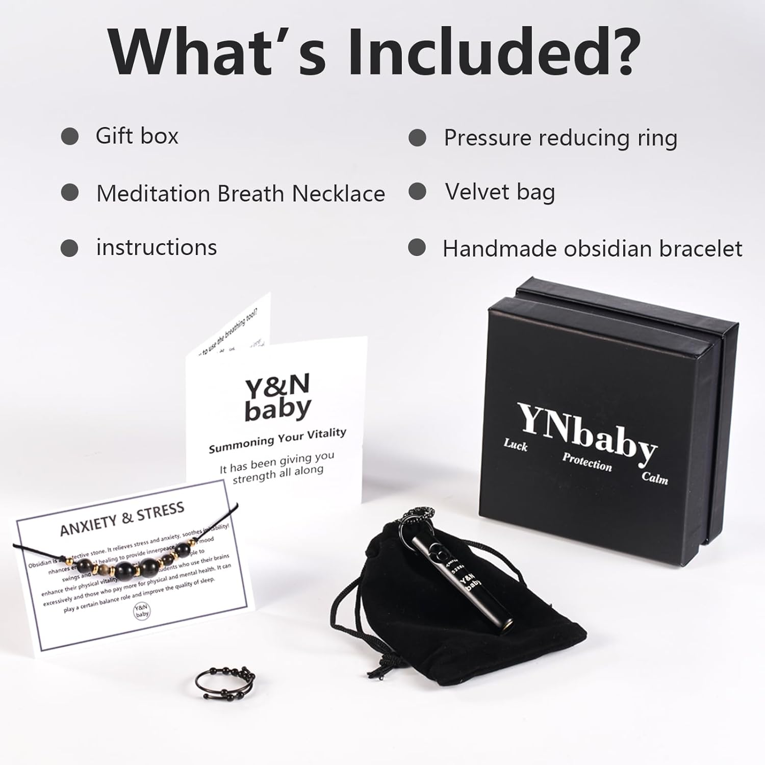 YNbaby 528Hz Meditation Whistle - Stress Relief Accessories with Obsidian Zodiac Sound Therapy