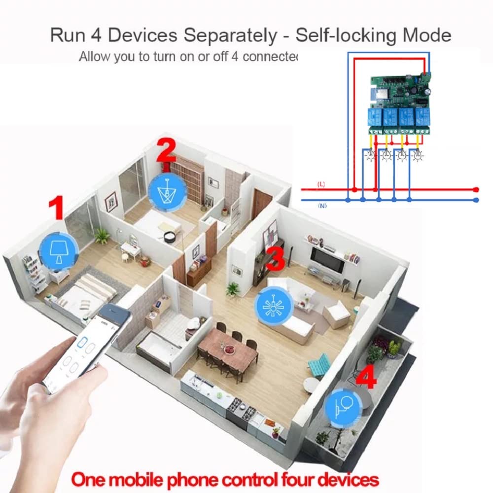 MHCOZY 4 Channel Smart WiFi Relay Switch Module