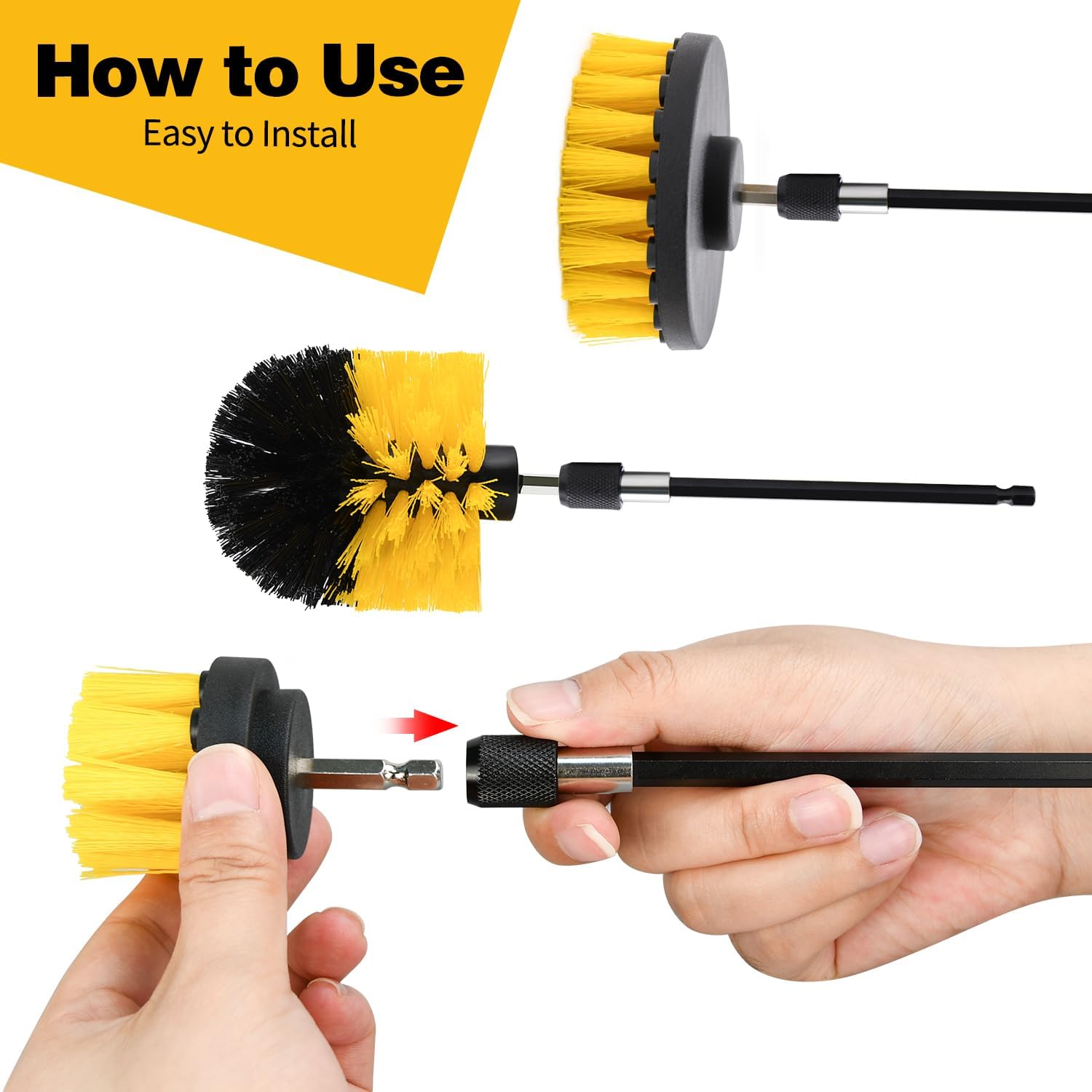 4pcs Drill Brush Set for Cleaning Bathrooms and Cars