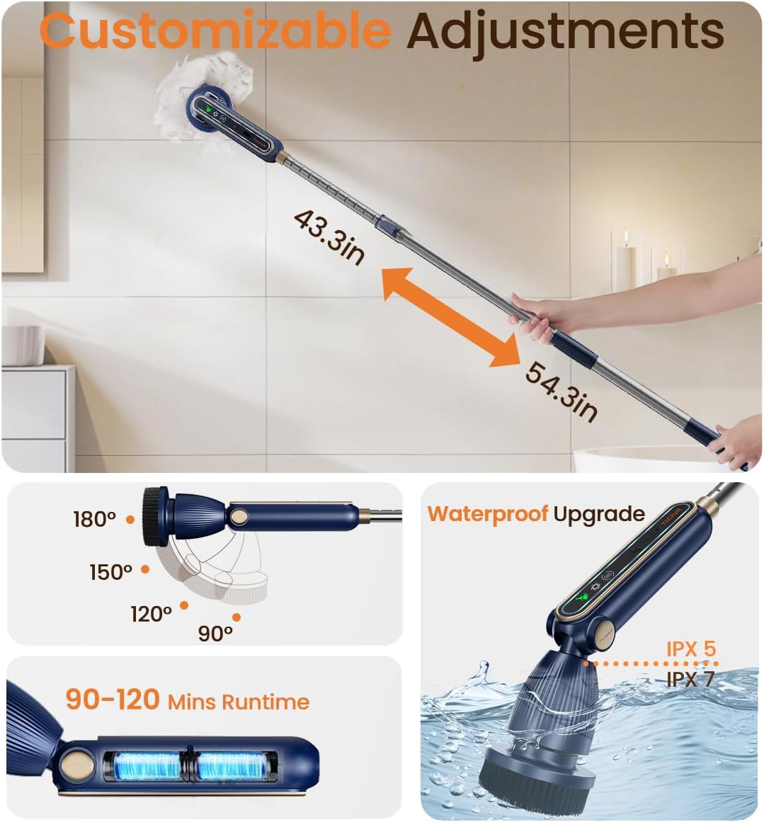 TECFUN 16 in 1 Electric Spin Scrubber with LED