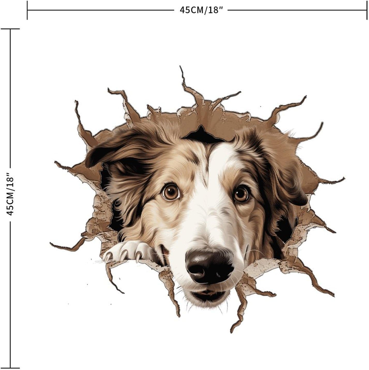 Peeking Borzoi Wall Decal 18x18in Removable