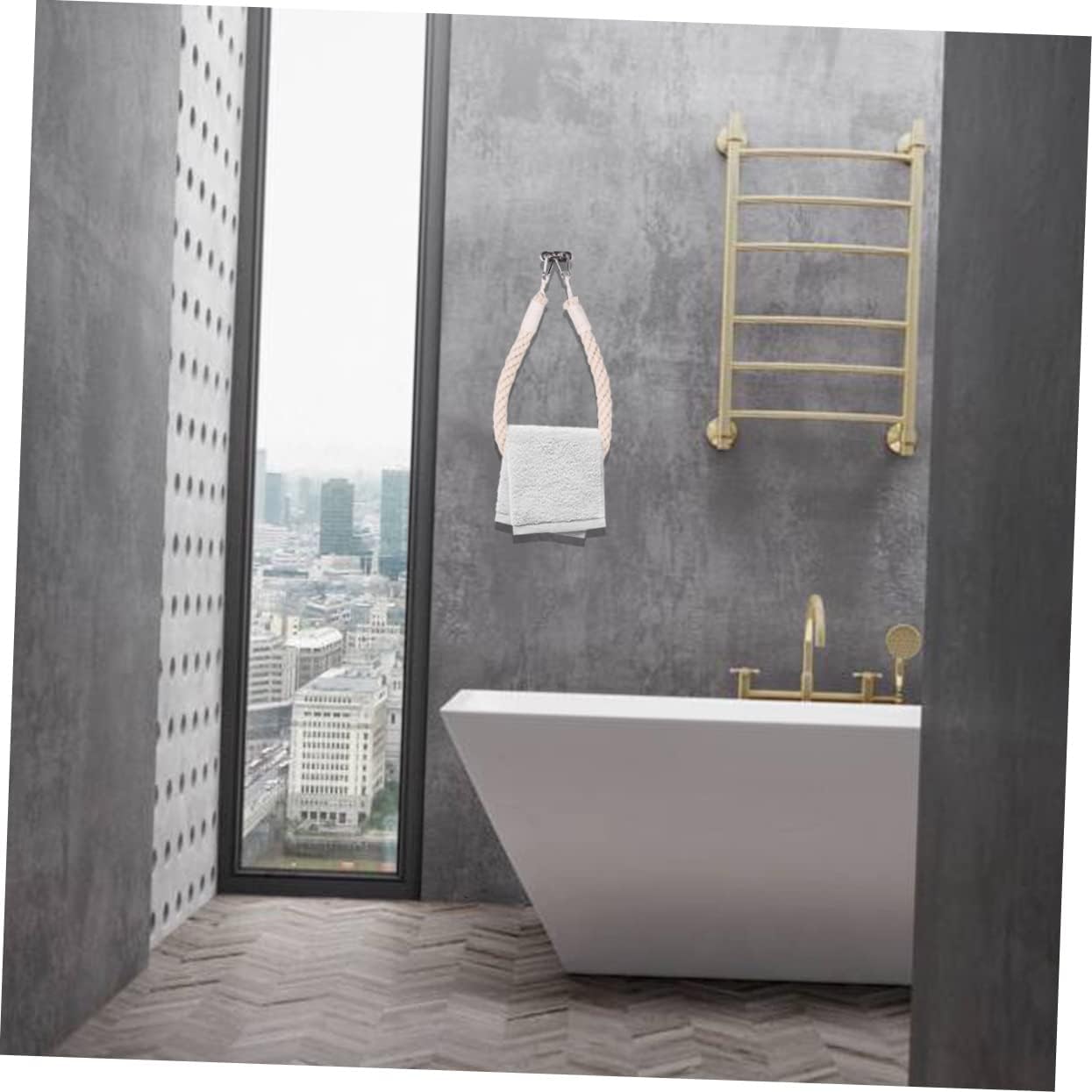 DIYEAH Cotton Linen Rope Towel Holder Wall Mount