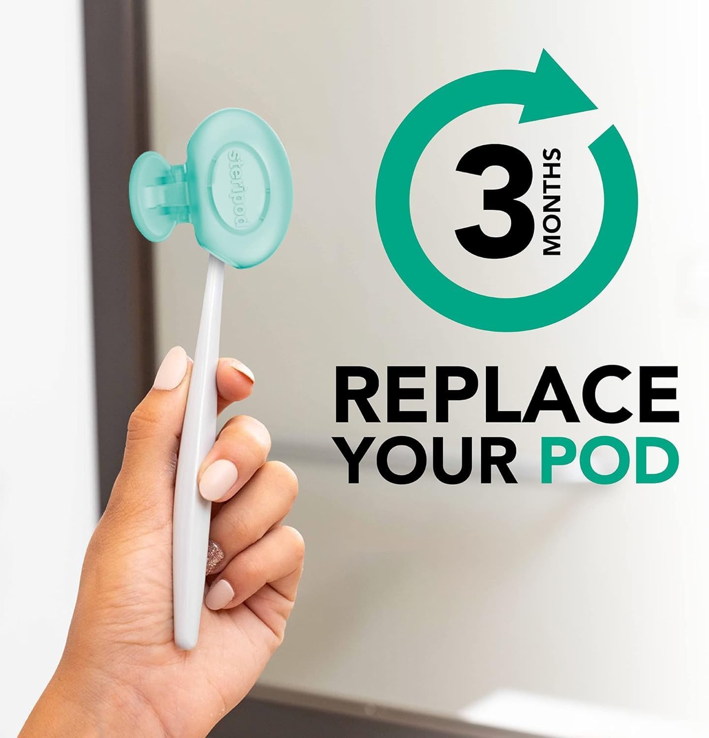 Steripod Clip-On Toothbrush Protector 2 Count with Peppermint