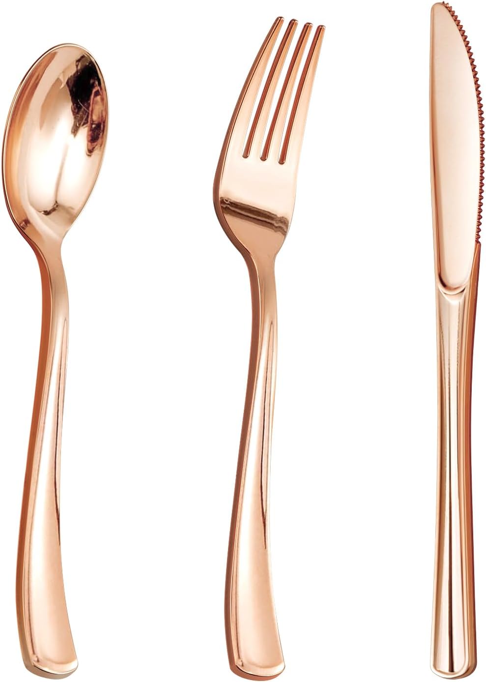 Goodluck 300PCS Rose Gold Plastic Cutlery Set