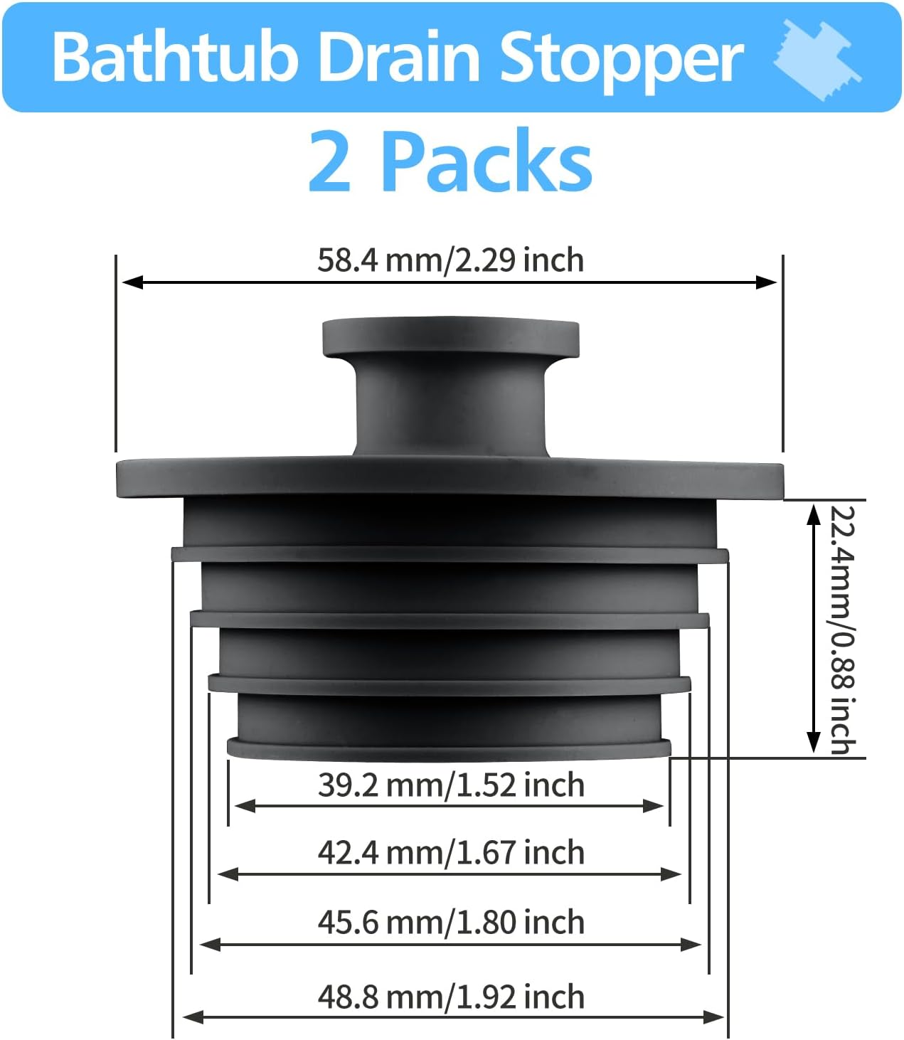 Aluvor 2Pcs Bathtub Sink Drain Stopper Set