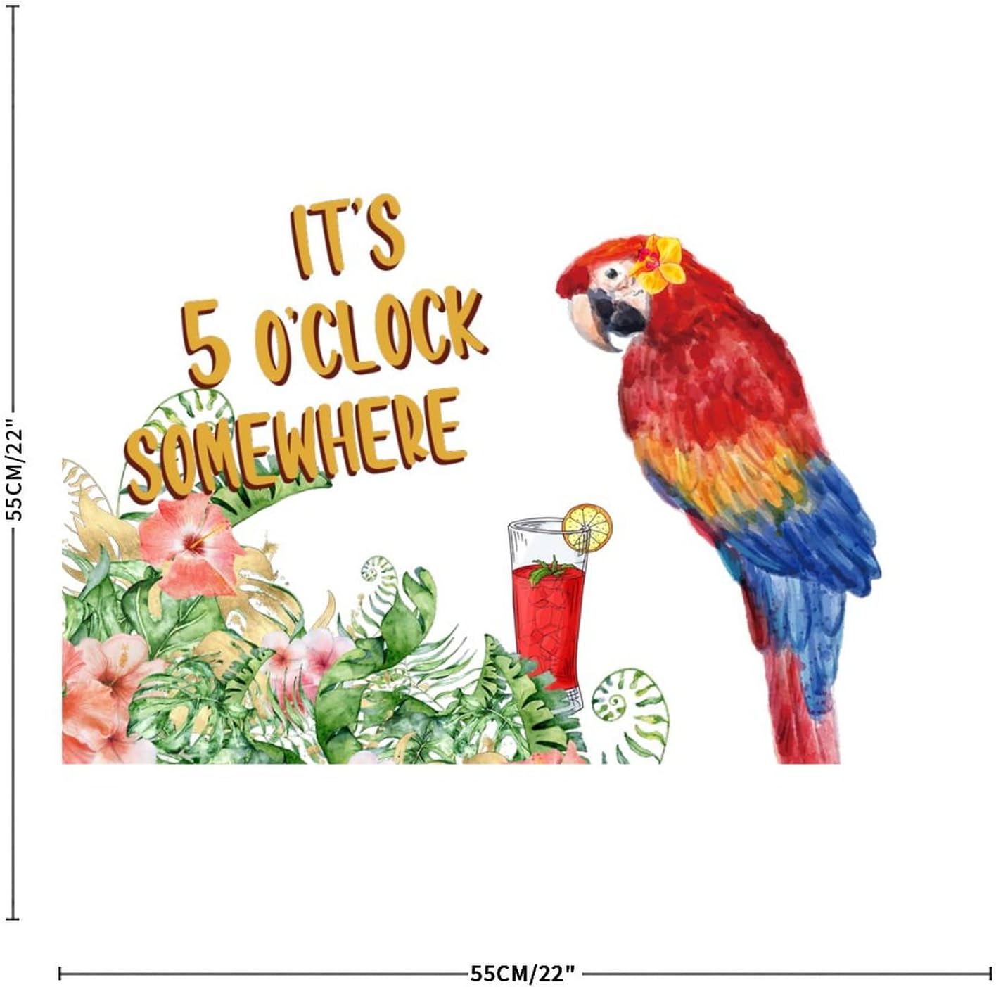 Its Five Oclock Somewhere Wall Decal - Removable Vinyl Art for Home