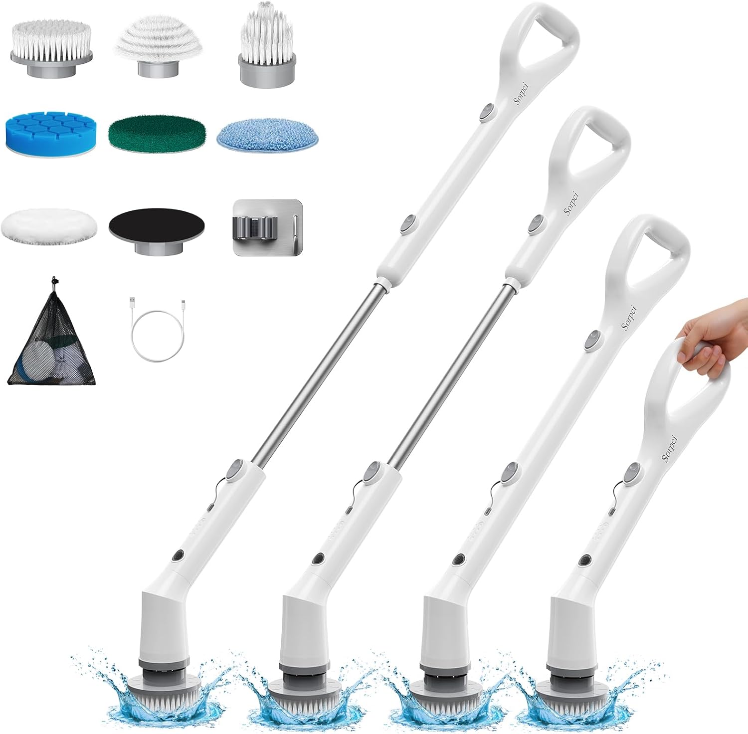 Sorpci Electric Spin Scrubber with 7 Brush Heads and 3 Speeds