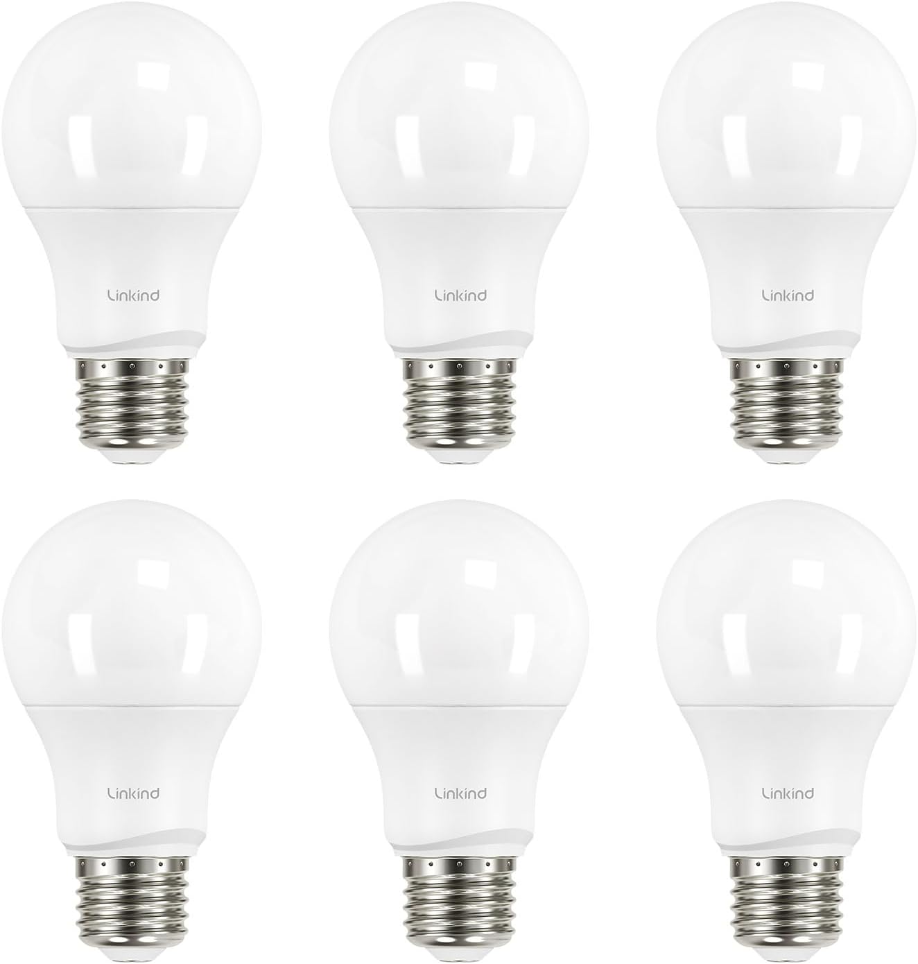 Linkind A19 LED Bulbs 60W Equivalent 6-Pack