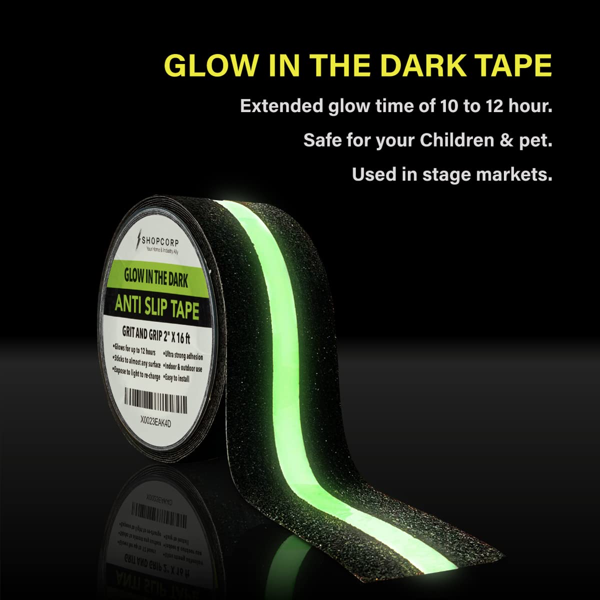 Electrodepot Glow in the Dark Traction Tape 2Inch x 16ft