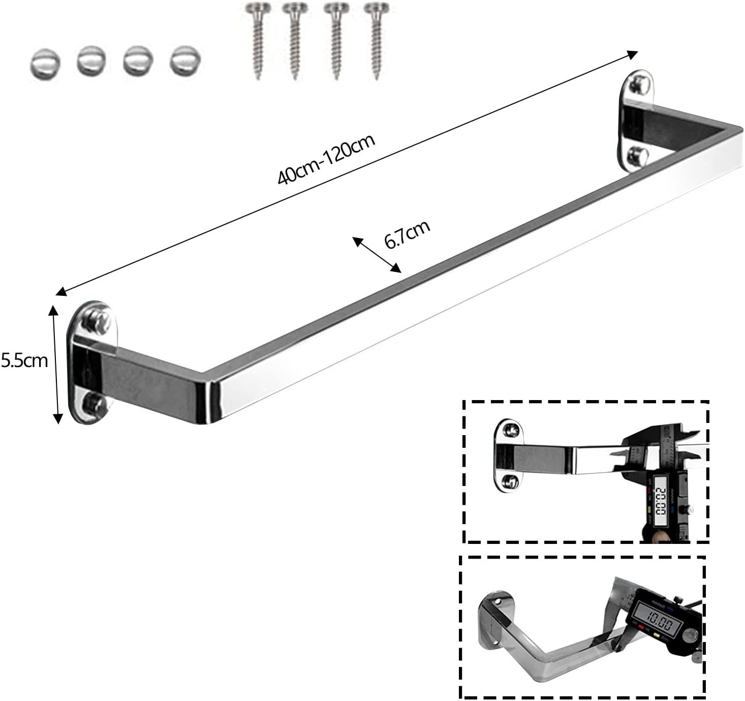Stainless Steel Wall Mount Towel Bar Rail 40cm-120cm