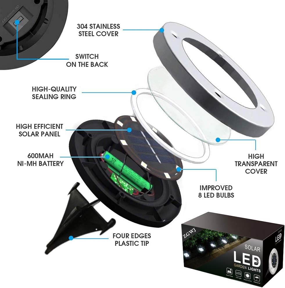 ZGWJ Solar Ground Lights 8 Pack Warm White 1
