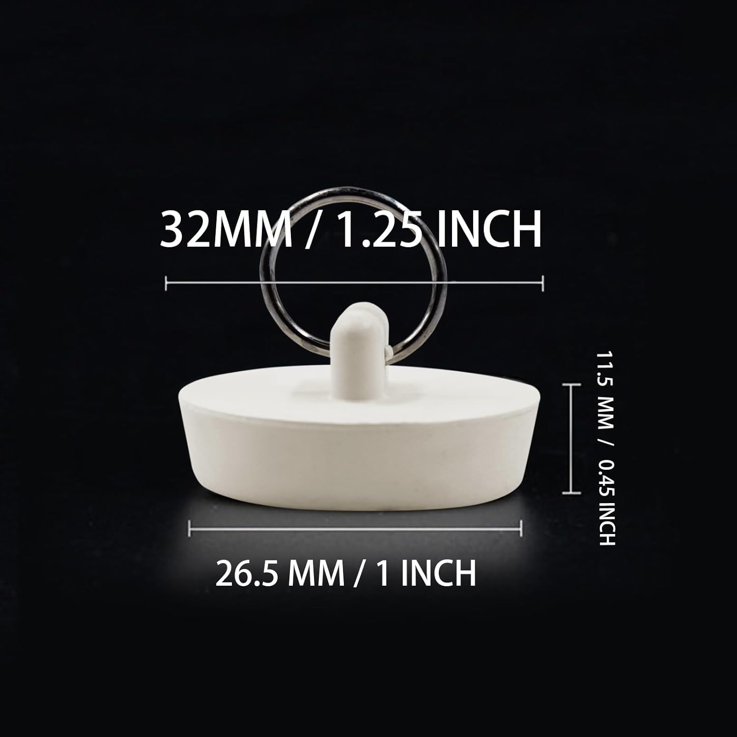 AUXBC Rubber Tub Stopper 4pcs with Hanging Ring White
