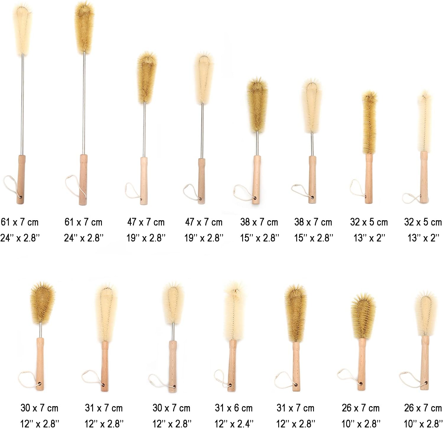 24 Inch Long Handled Brush Set with Nylon Bristle Heads