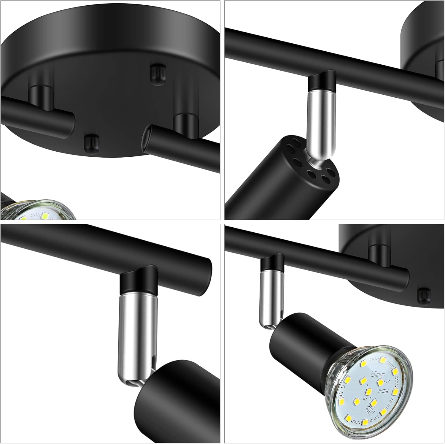Unicozin 4 Light Track Lighting Kit Black