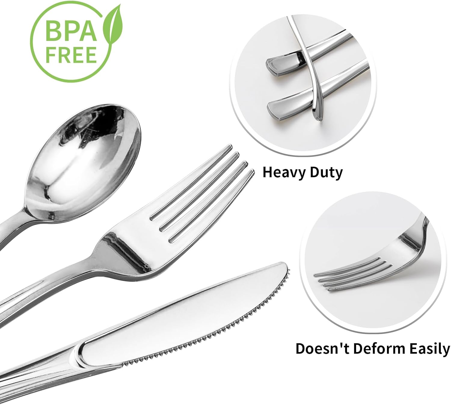 Goodluck 300PCS Silver Plastic Cutlery Set 1