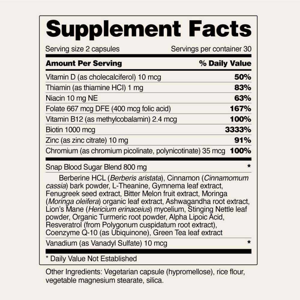 Snap Supplements Blood Sugar Blend 60 Capsules 2 Pack 1