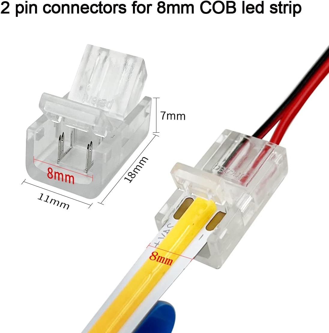 HAMRVL 12-Pack 8mm Cob Led Strip Connectors 2-Pin