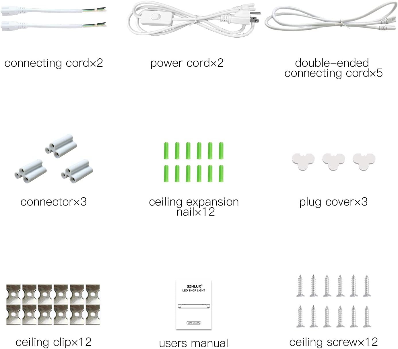 SZHLUX 6 Pack LED Shop Light 2FT 30W 4350LM Daylight White