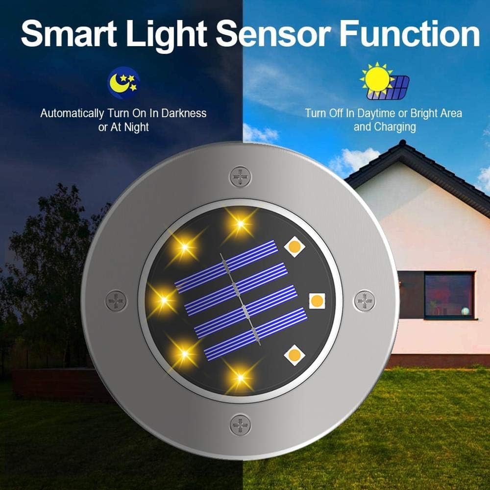 ZGWJ Solar Ground Lights 8 Pack Warm White 1