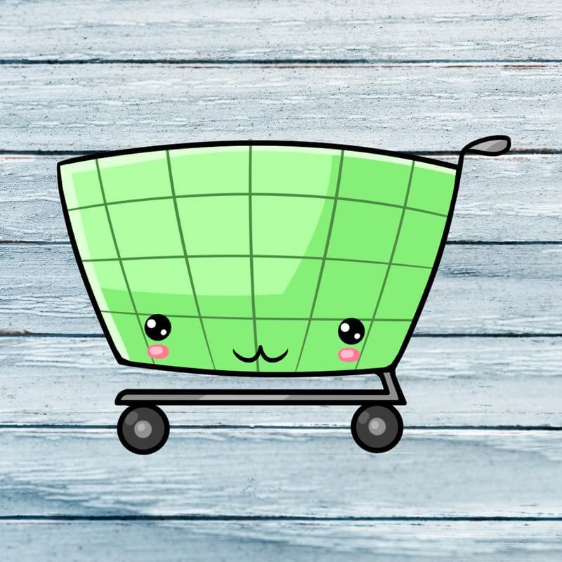 Kawaii Shopping Cart Wall Decal - Cute Cartoon Vinyl Sticker