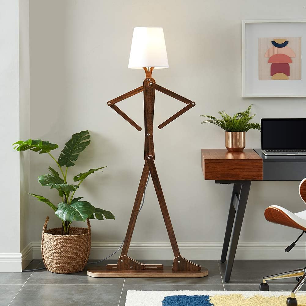 HROOME Cool Teak Floor Lamp with LED Bulb 1