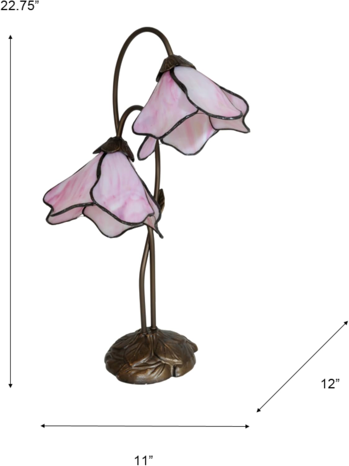 Dale Tiffany TT12146 2-Light Pink Lily Table Lamp in Bronze