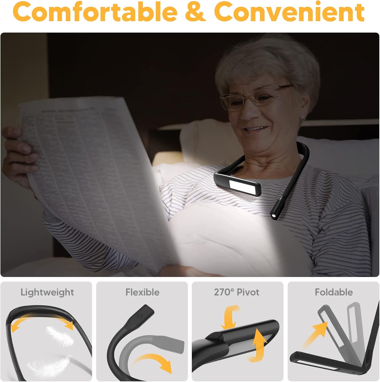 EastPin Neck Reading Light with 2000mAh Rechargeable Battery 1