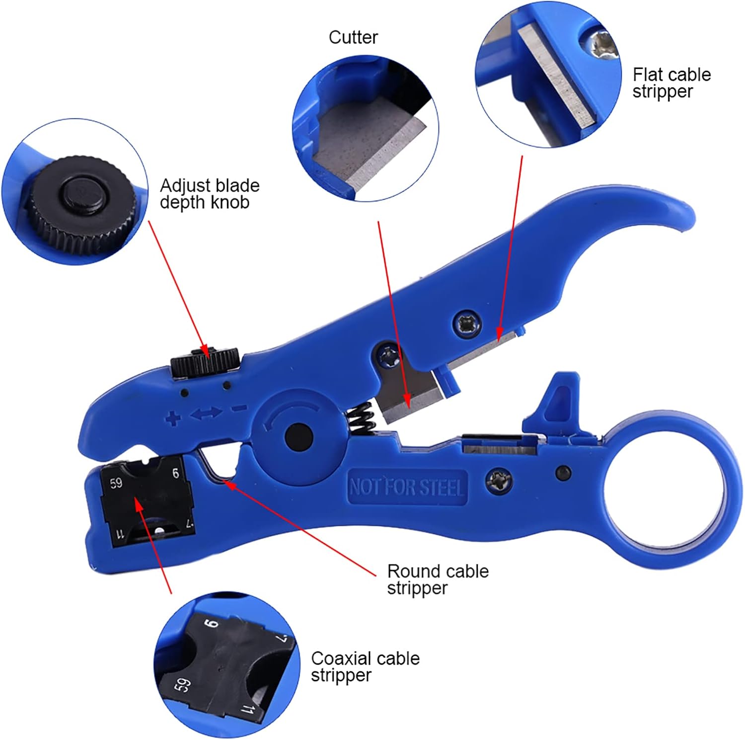 GOTOTOP Coaxial Cable Stripper Tool with Adjustable Blades 1