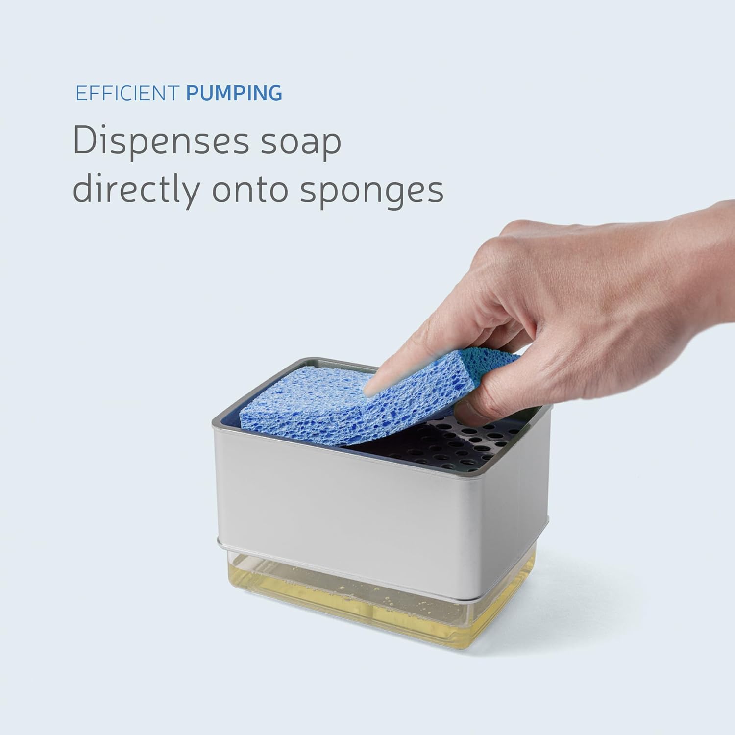 EZPULL Countertop Dish Soap Dispenser with Sponge Holder 2 Refill Bundle