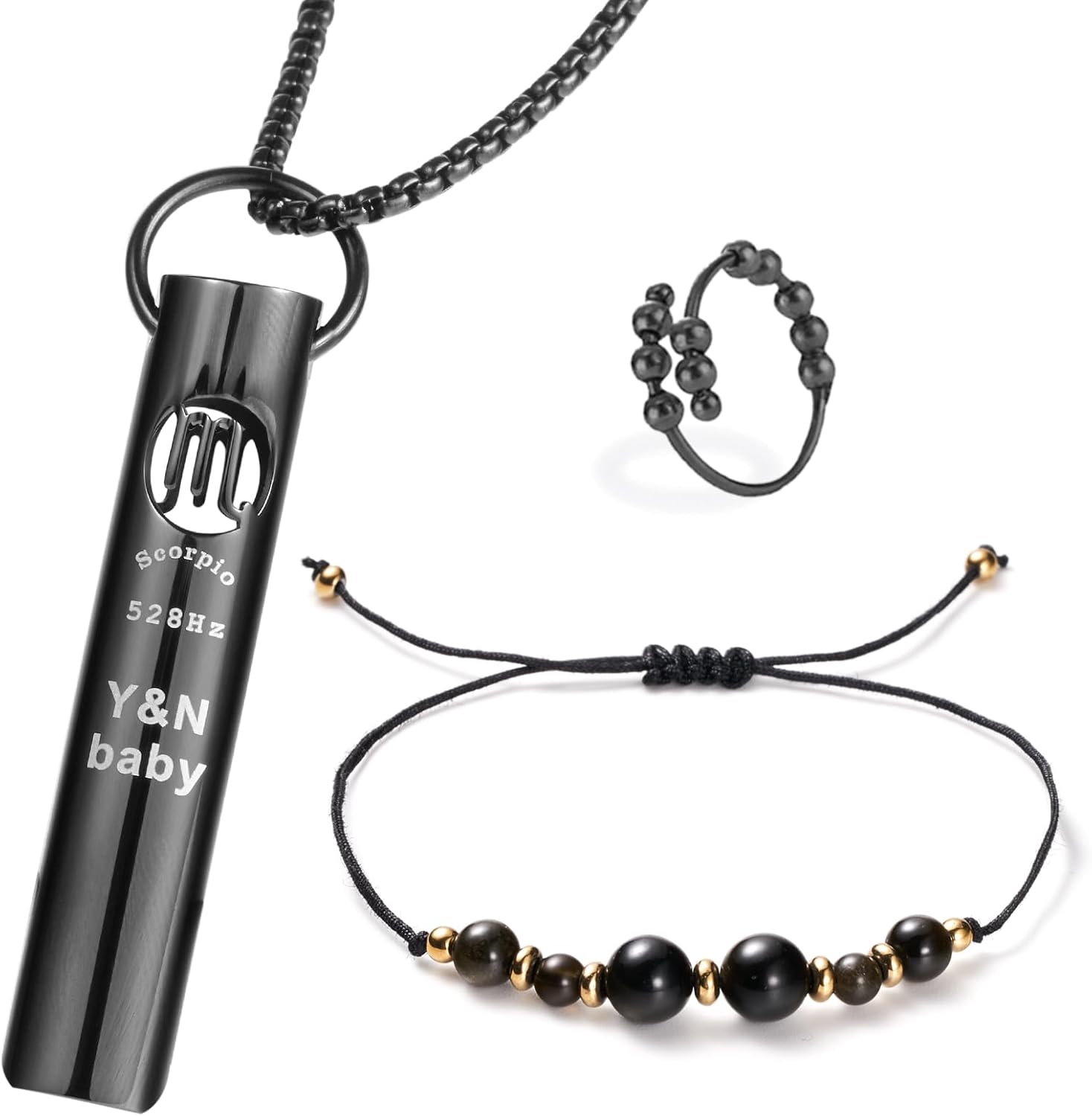YNbaby 528Hz Meditation Whistle - Stress Relief with Obsidian Constellation Design