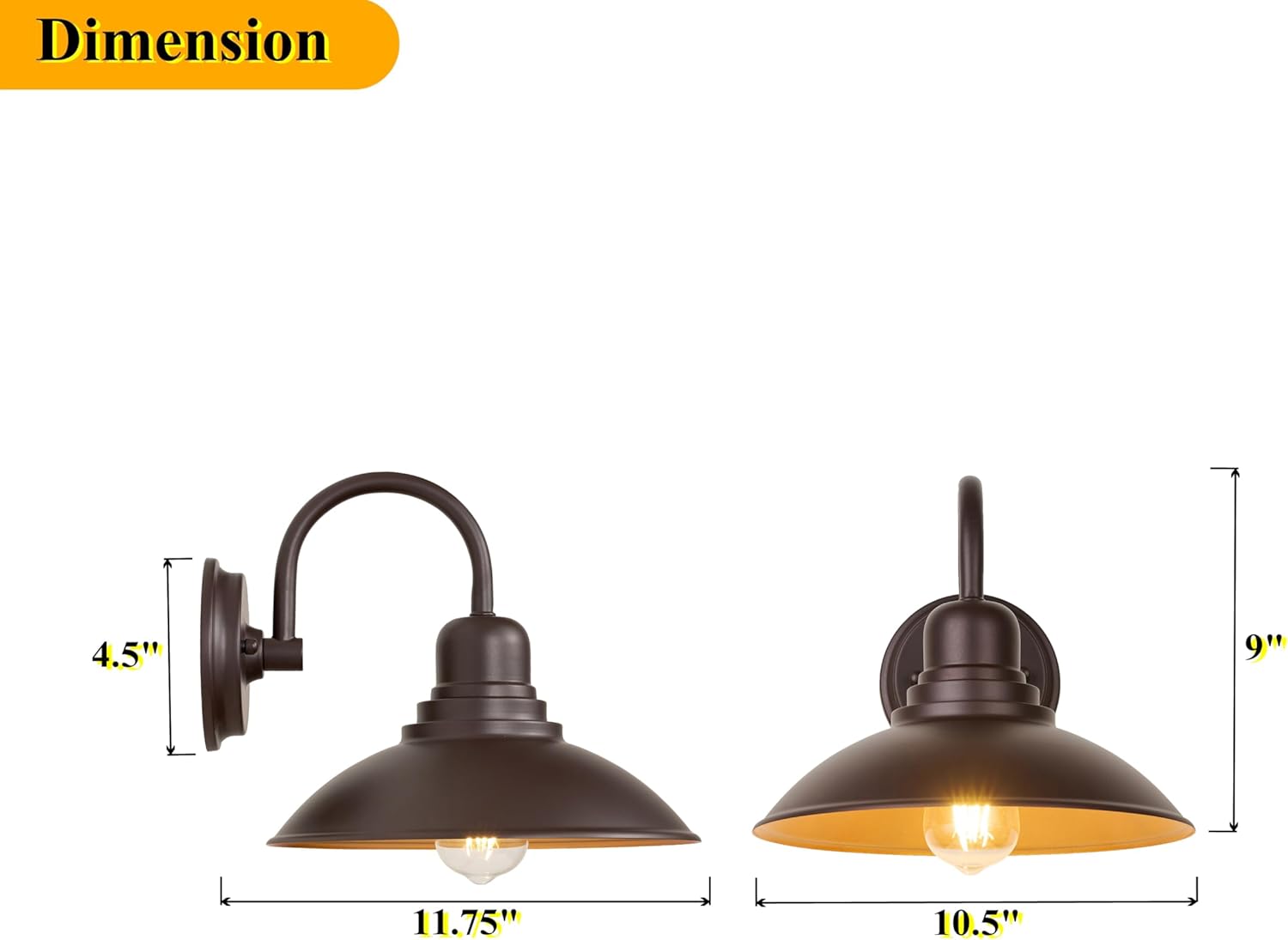 2 Pack Bronze Vanity Barn Lights for Home