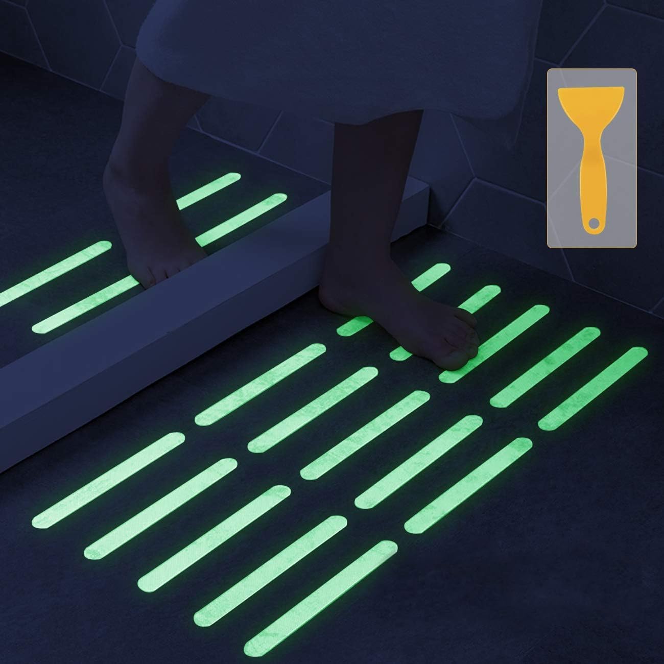 Kyerivs Non-Slip Bathtub Stickers with Glow Luminous Safety Treads