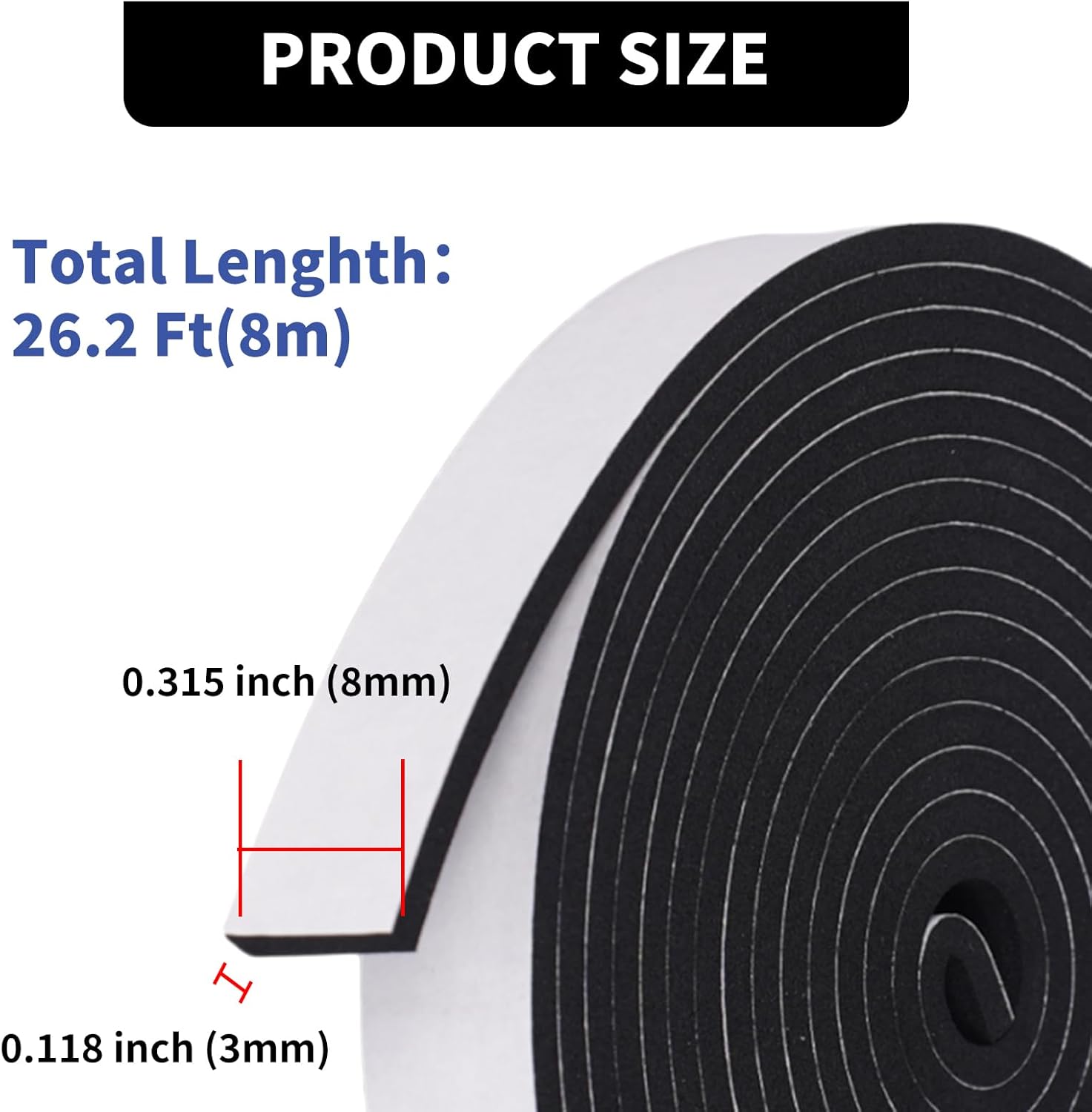 DDTCKHR Weather Stripping Door Seal 5 Rolls Black