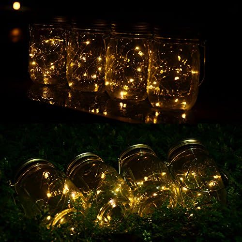 CHBKT 4-Pack Solar Mason Jar Lights with Handle and 30 LEDs