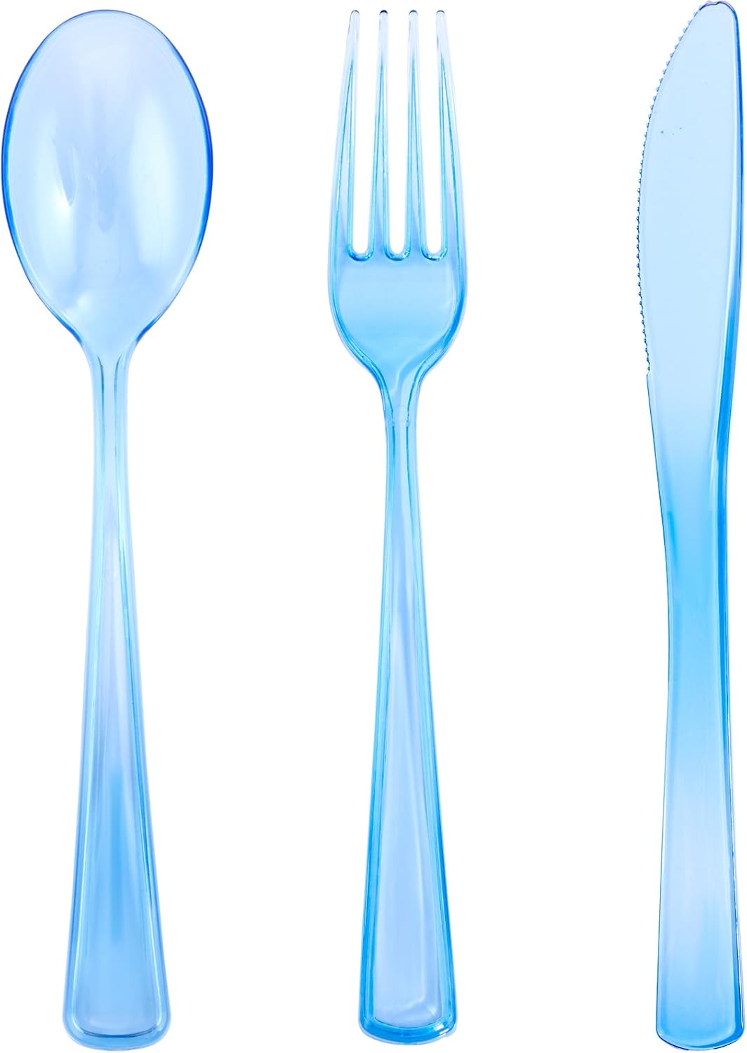 WDF Blue Plastic Cutlery Set 180 Pieces for Parties