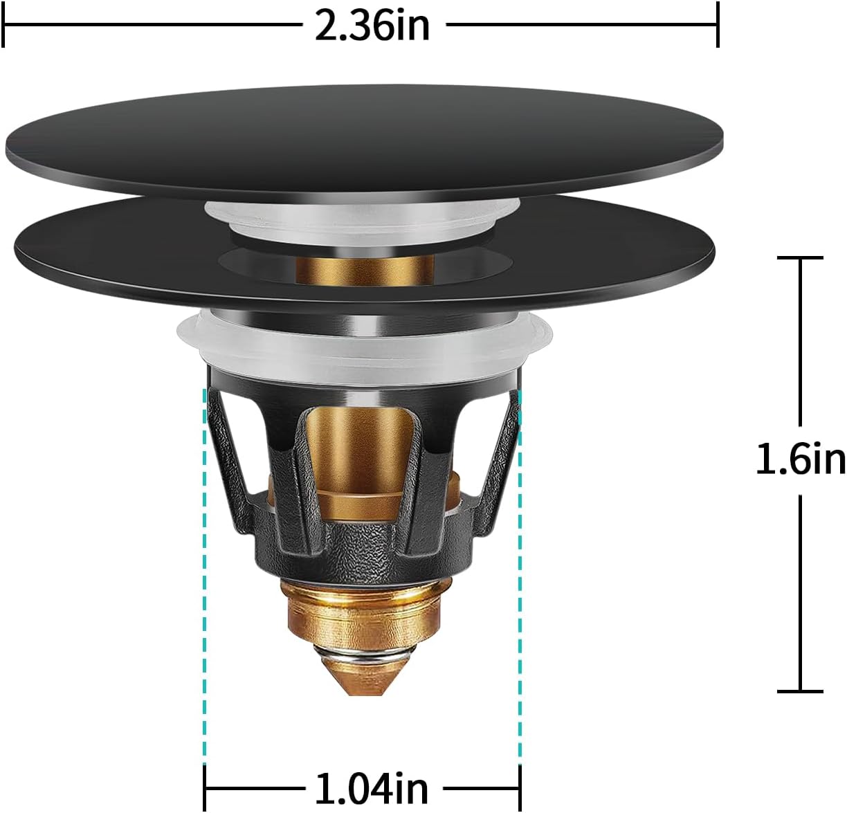 Universal Sink Stopper with Hair Catcher - 104-197 Inch Drain Hole