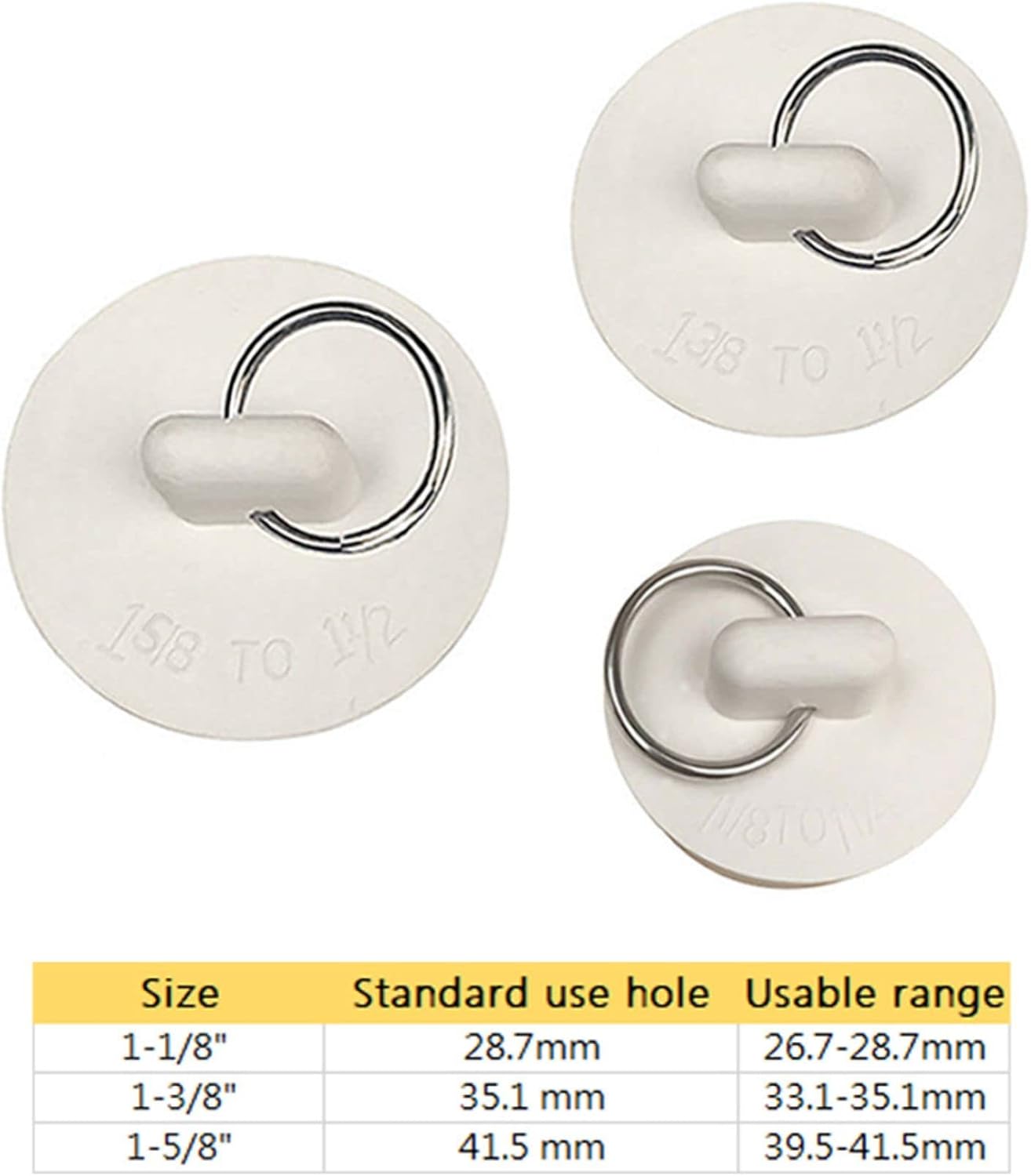 Parts Express 3 PCS Rubber Drain Stopper for Bath Sink and Bathtub