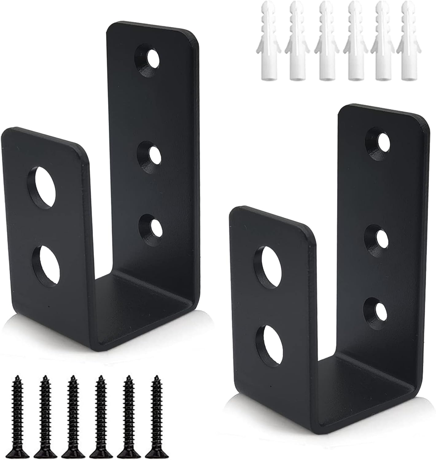 DOMUEN Door Barricade Brackets 2 Pack Black Security Door Reinforcement