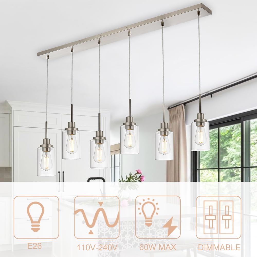 WINSHEN 6-Lights Pendant Kitchen Island Light