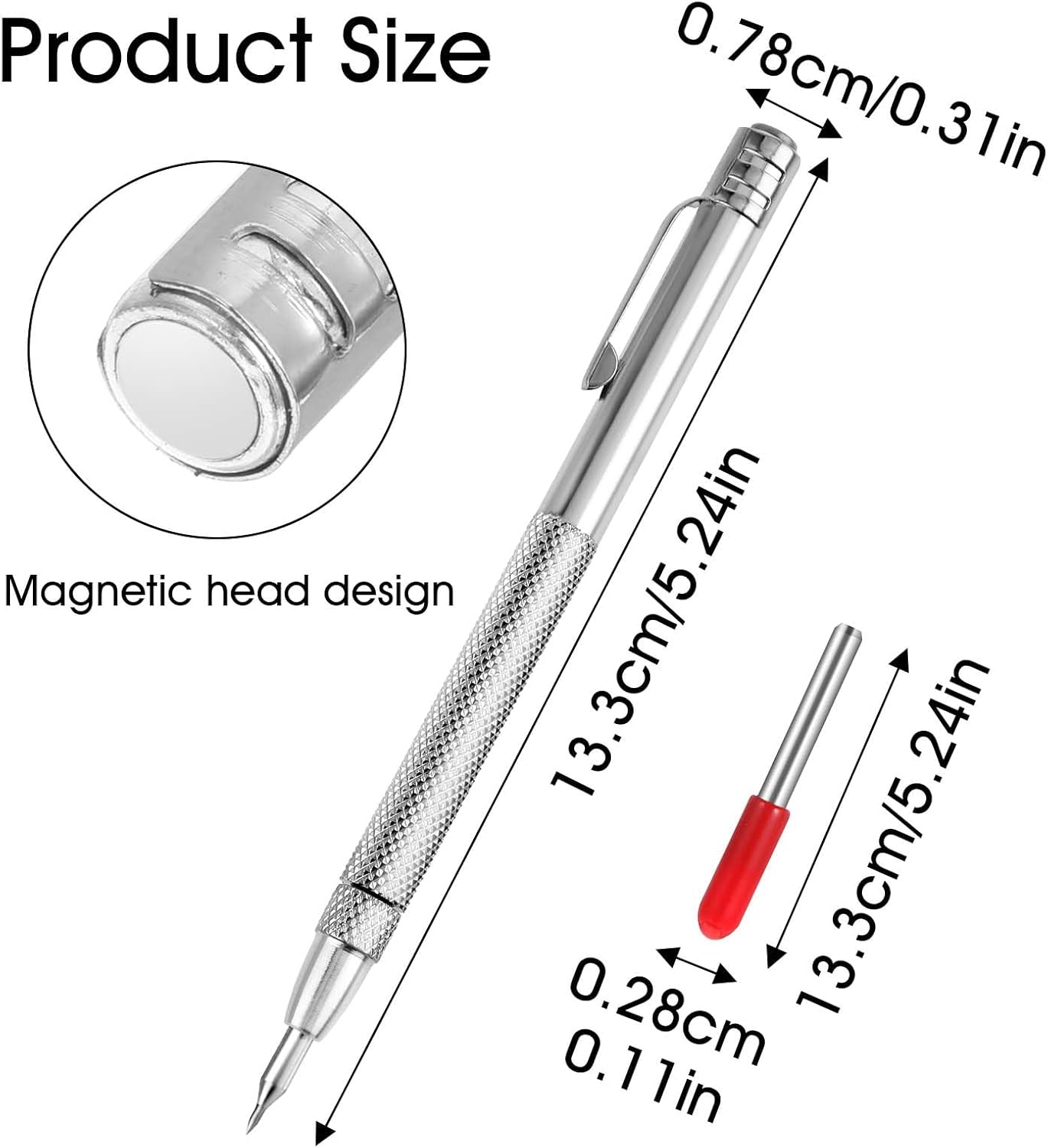 Prasacco 2 Pcs Tungsten Carbide Scriber with Magnet and 10 Tips