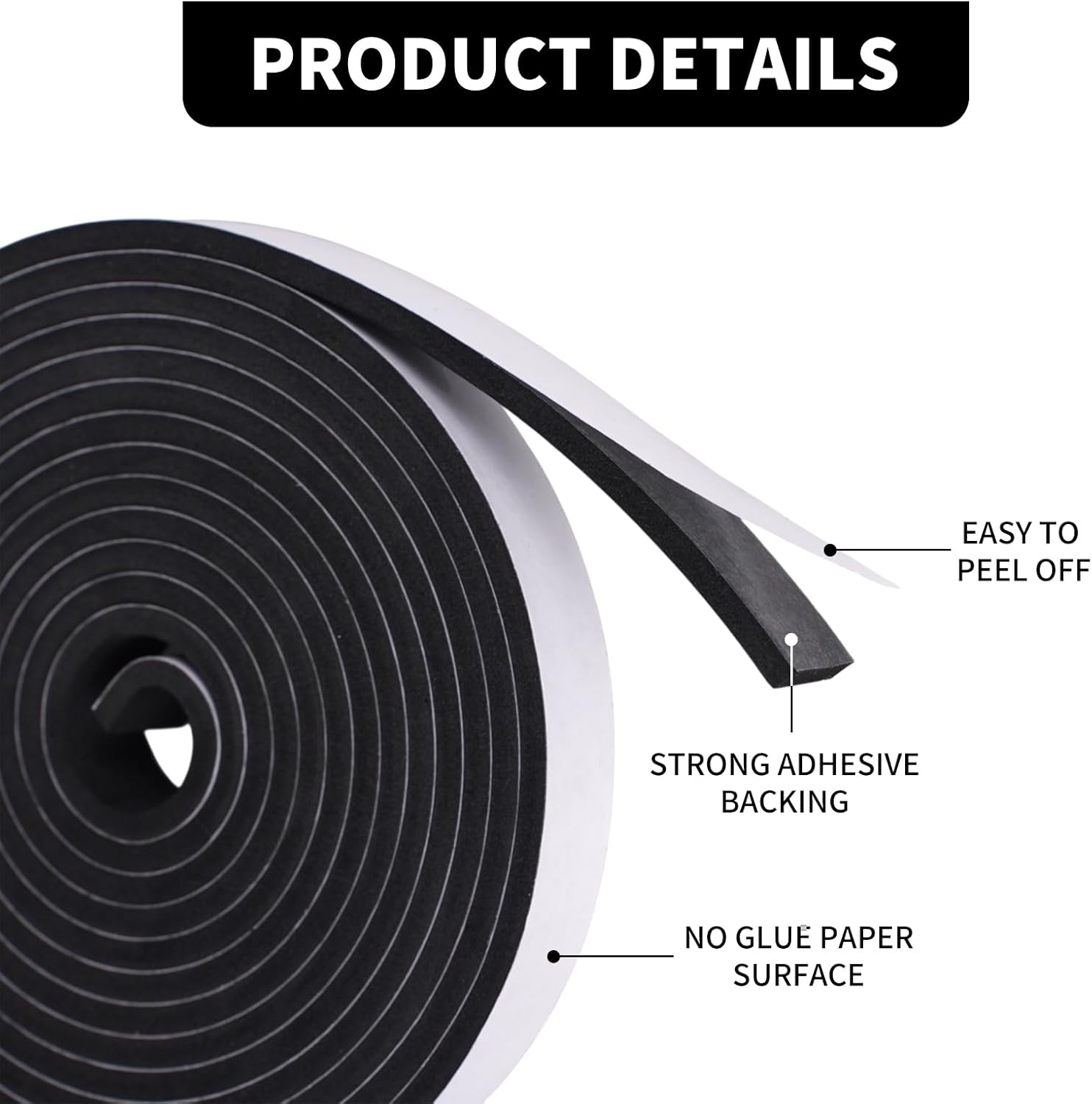 DDTCKHR Weather Stripping Door Seal 5 Rolls Black
