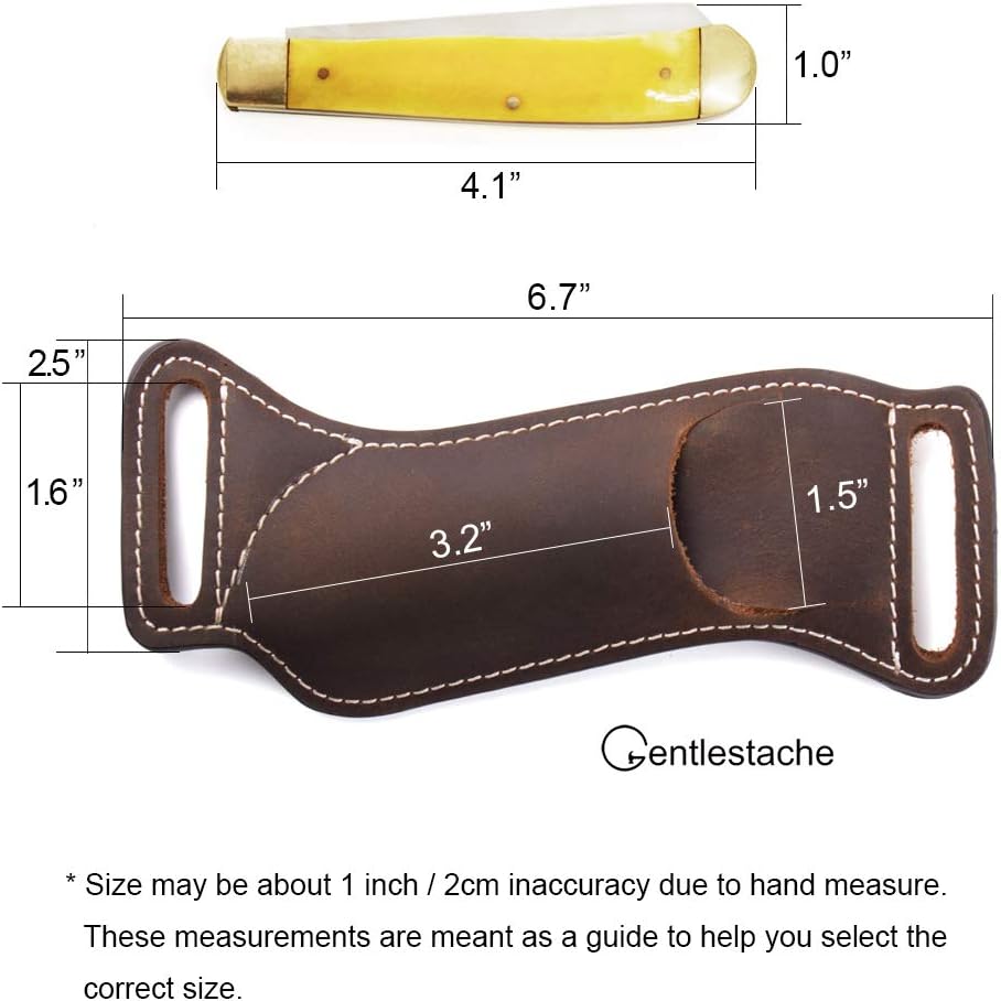 Gentlestache Leather Knife Sheath for Belt EDC Pocket Knife Carrier