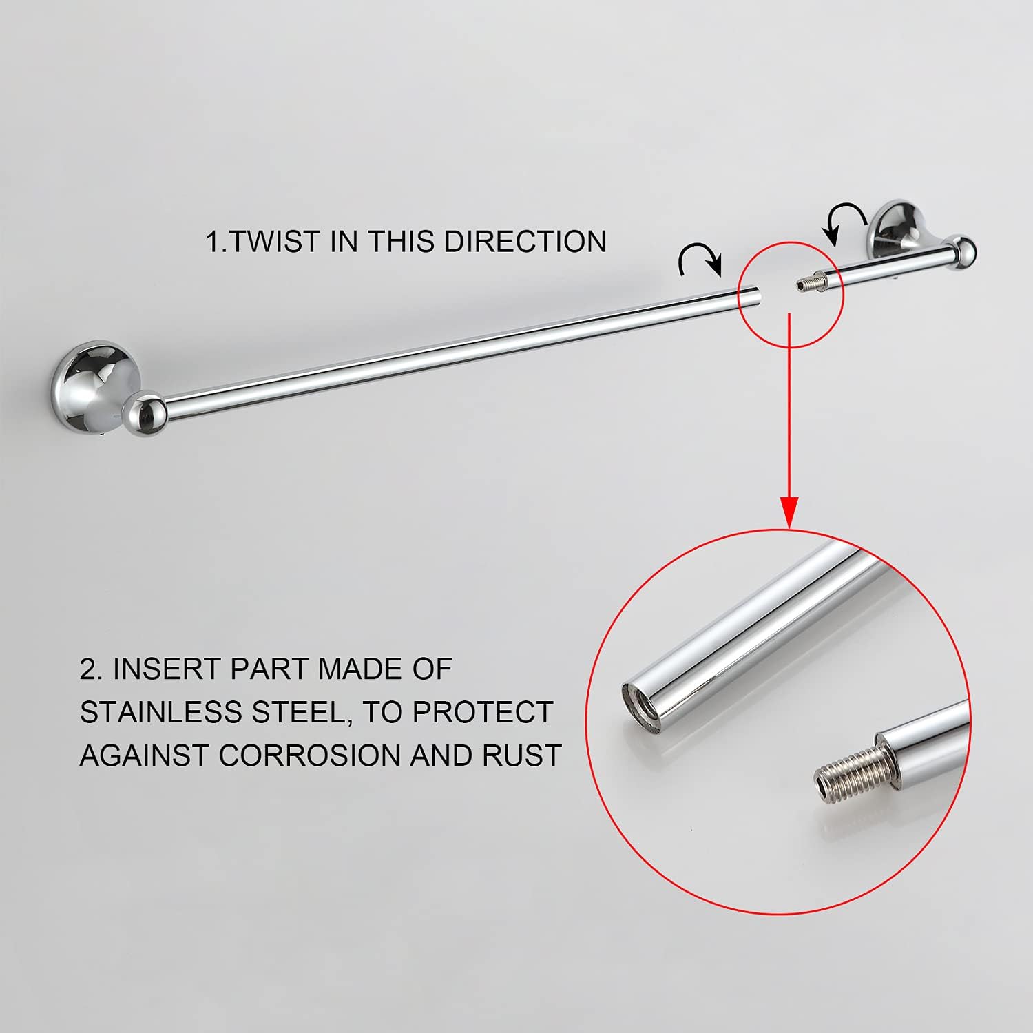 BGL 4-Piece Chrome Adjustable Towel Bar Set