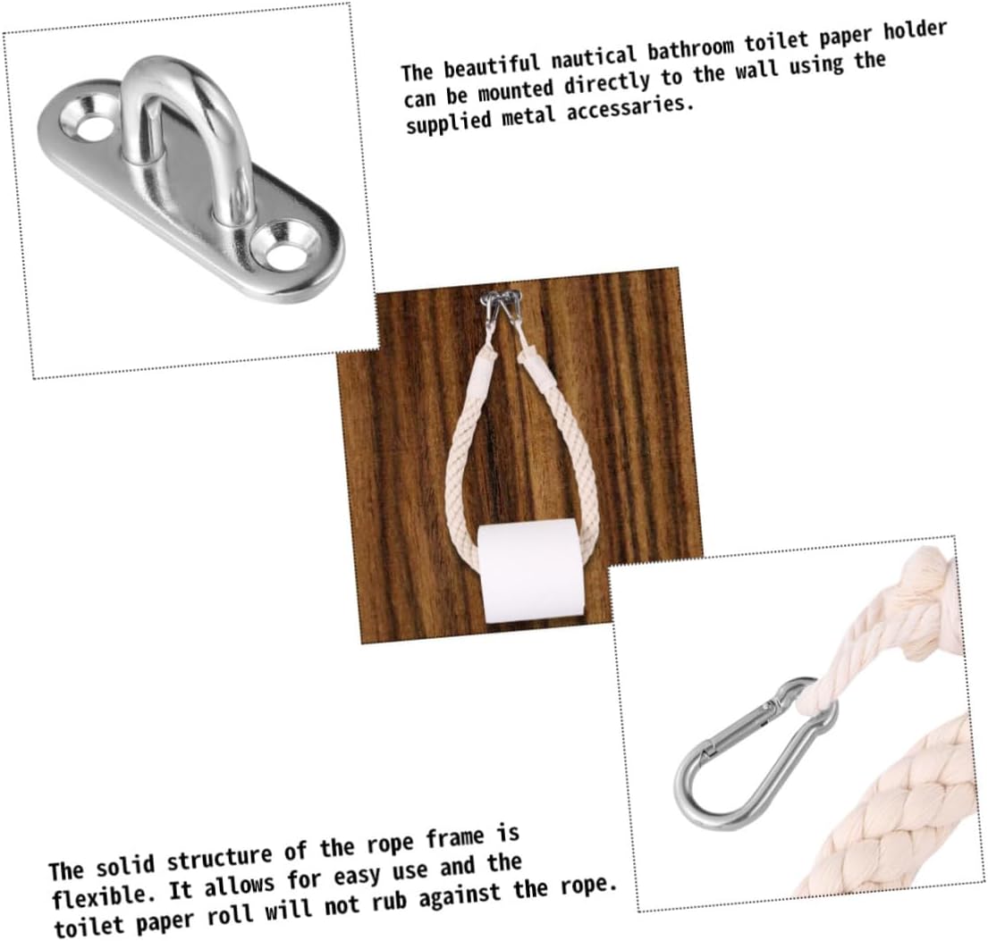 HOMSFOU Nautical Rope Toilet Paper Holder with Metal Hooks